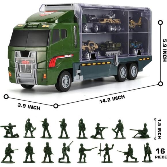 26 Pcs Military Truck with Soldier Men Set(2 in 1), Mini Die-cast Battle Car - Picture 2 of 8